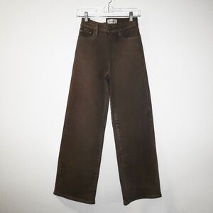 FRAME Le Slim Palazzo Jeans in Coated Truffle. Size 24. NEW